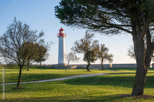 april, Spring, Quai Valin, Charente Maritime, Nouvelle-Aquitaine, france, Red, lighthouse, tree, landscape, park, old, sky