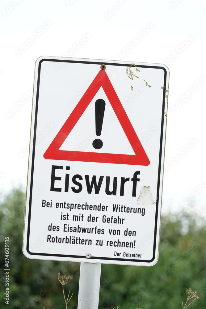 eiswurf schild