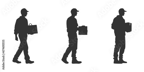Courier silhouette set. Vector illustration