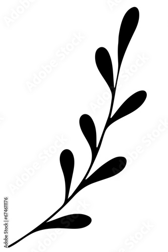 Hand drawn doodle tropical leaf. Black sketch isolated on white background