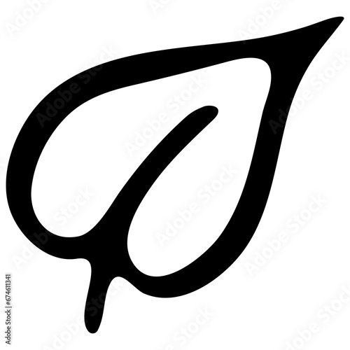 Hand drawn doodle tropical leaf. Black sketch isolated on white background