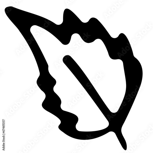 Hand drawn doodle tropical leaf. Black sketch isolated on white background