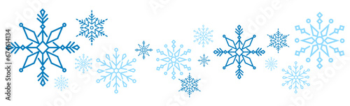 Flat winter snowflake divide border with different shape illustration vector
