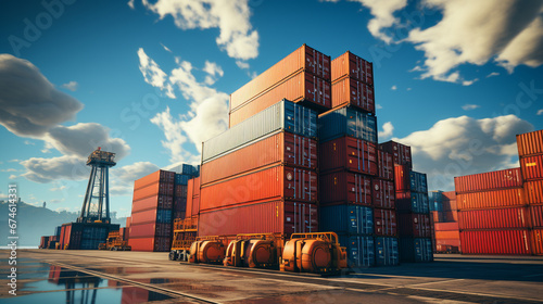 container yard on blue sky photo