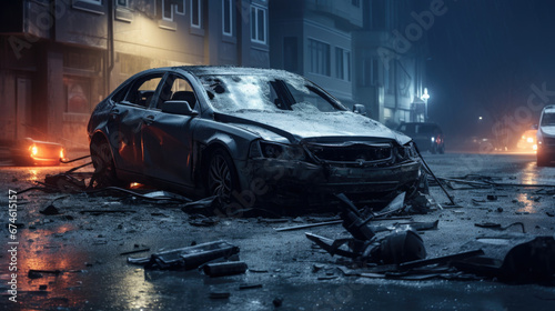 Car crash or accident. Broken vehicle detail or close up. © Ruslan Gilmanshin