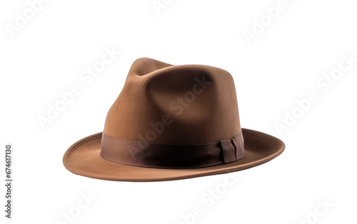 Brown Color Homburg Hat Isolated On Transparent Background PNG.