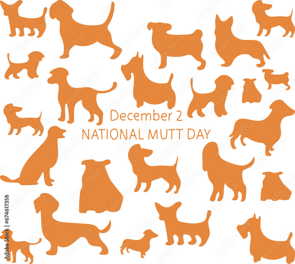 set of dog icon. national mutt day is celebrated every year on 2 december.
