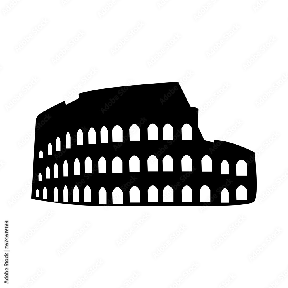 Fototapeta premium Coliseum amphitheater in Rome flat vector icon