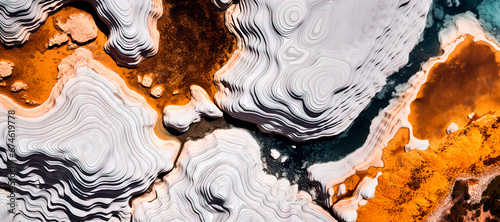 Fantasy air view earth tones landscape of geographic stones and water natural textures mixed in beautiful abstract background, generative AI wallpaper   