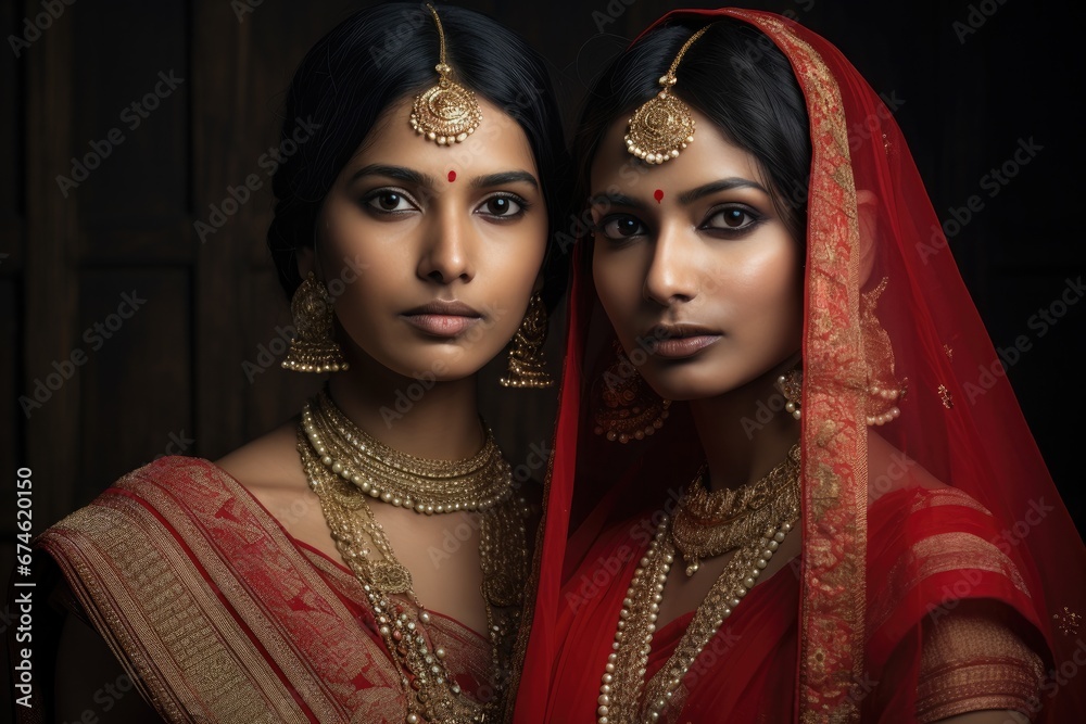 Two beautiful women in Indian attire, celebrating a festival and showcasing their cultural elegance and beauty...... Two beautiful women in Indian attire, celebrating a festival and showcasing their cultural elegance and beauty......
