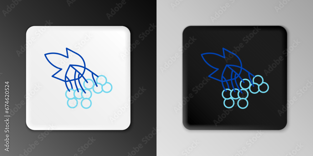 Line Branch viburnum or guelder rose icon isolated on grey background. Healthful viburnum fruit bunch for natural vitamin. Colorful outline concept. Vector Line Branch viburnum or guelder rose icon isolated on grey background. Healthful viburnum fruit bunch for natural vitamin. Colorful outline concept. Vector