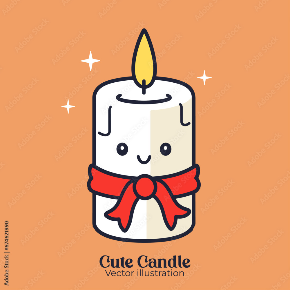 Charming Christmas Candle: A Vector Illustration for the Festive Season