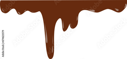 Delicious flowing melted chocolate border illustration with transparent background