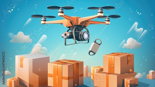 Wallpaper Mural Illustration of e-commerce, delivery, and grocery automation Torontodigital.ca