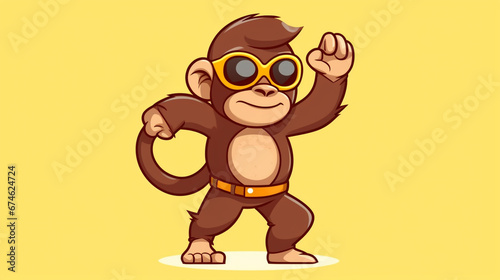 Cool monkey dabbing cartoon vector icon illustration © Tahsin
