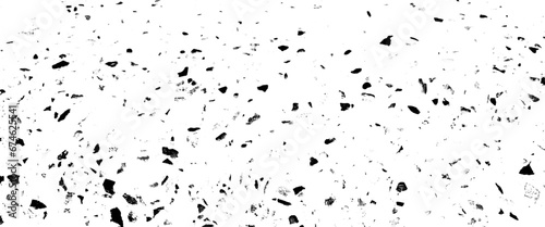 Vector white and black terrazzo old surface floor seamless patterns Transparent background