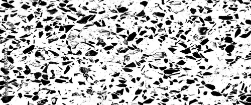 Vector black and white terrazzo flooring in seamless patterns texture Transparent background.