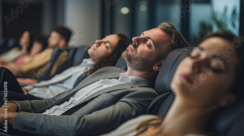 Business people sleeping in the conference room during a meeting. photo