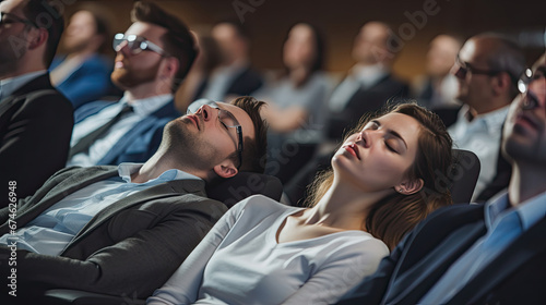 Business people sleeping in the conference room during a meeting. © Sasint