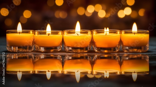 Flame Illumination: Cozy Tea Light Candle Row for Warm Home Ambiance | Decorative Set Lamp