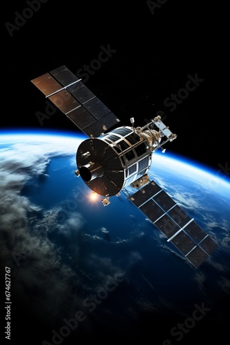 Image displaying a satellite orbiting the Earth