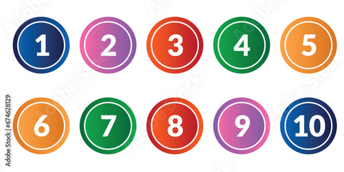 numbers one to ten with colorful circle bubbles