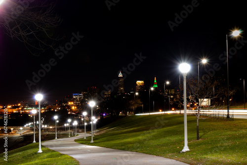 Cleveland Lights at Nighttime Long Exposure