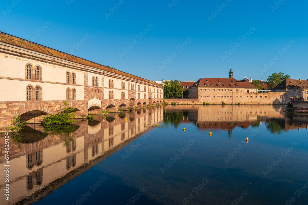 Strasbourg, France. View of Barrage Vauban. The ancient city dam on the Ill River.