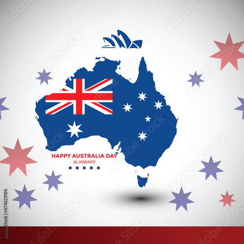 Free vector happy australia day card with map