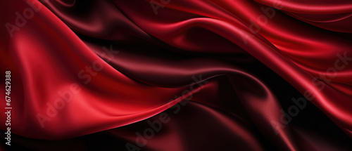 Black red silk satin fabric abstract background. Drapery fold crease wavy crumpled. Shiny glitter shimmer shine. Luxury beauty rich. Sexy passion romantic romance. Fluid flow liquid effect. photo