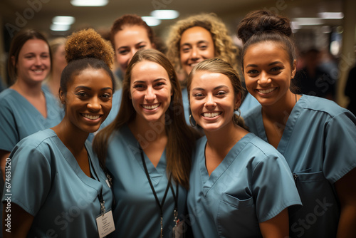 Group of healthcare workers in scrubs