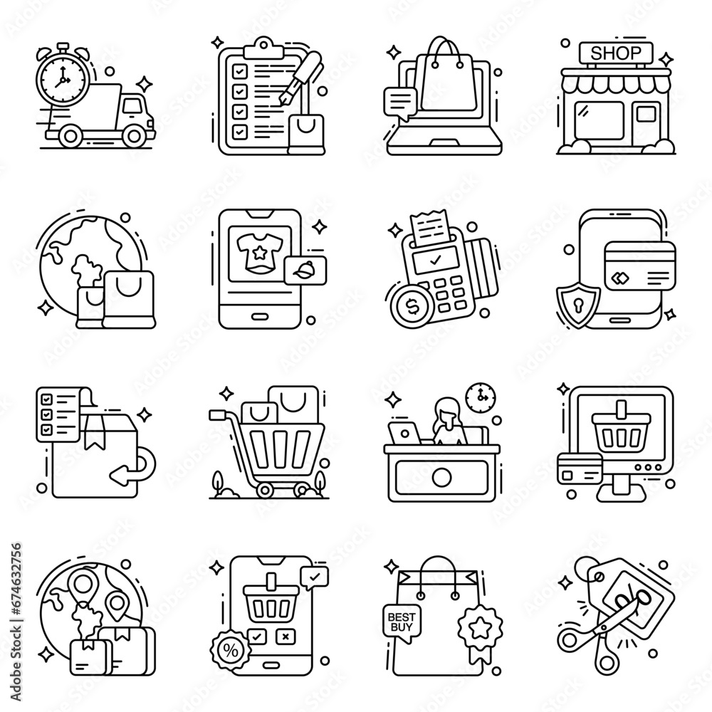 Fototapeta premium Pack of Shopping Line Icons