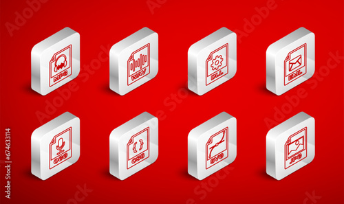Set line JPG file document, WAV, DLL, EML, SVG, MP3, CSS and OGG icon. Vector