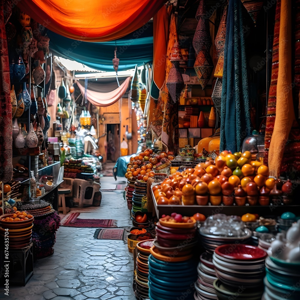 Souvenirs in the souk of Fez, Morocco