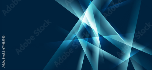 Neon blue glowing glossy stripes abstract background. Vector design