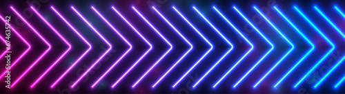 Bright blue ultraviolet abstract neon arrows tech banner design. Futuristic laser sci-fi vector background