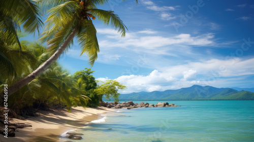 Tropical island beach on a sunny day