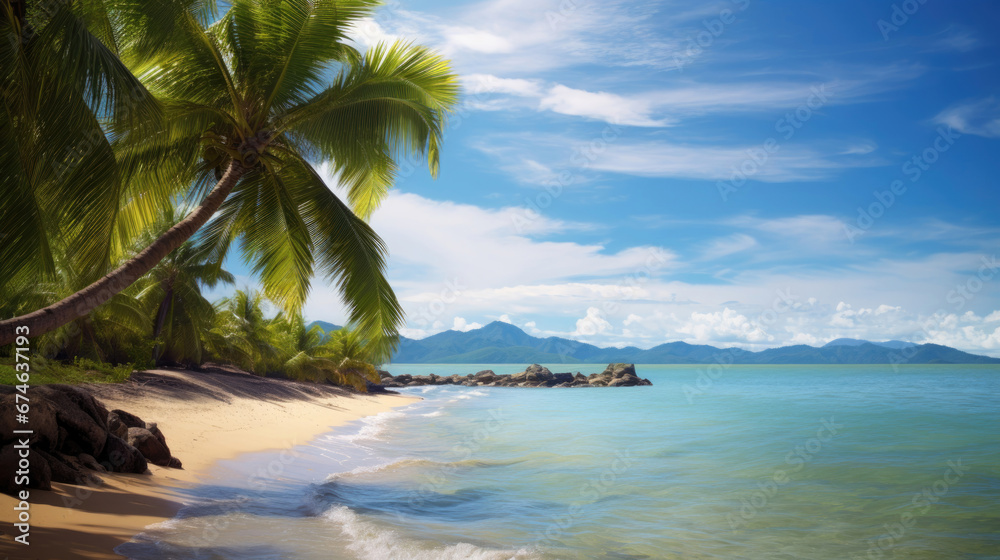 Tropical island beach on a sunny day