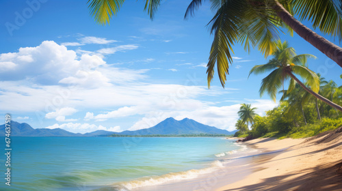 Tropical island beach on a sunny day