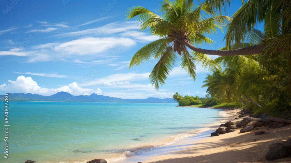 Tropical island beach on a sunny day