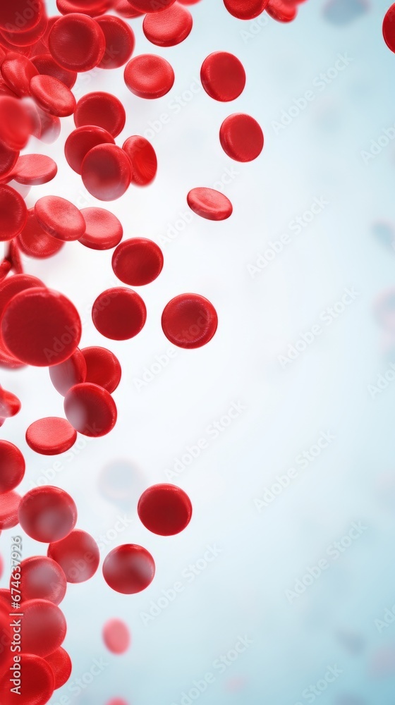 Red blood cells flowing through vein, Generative AI Red blood cells flowing through vein, Generative AI