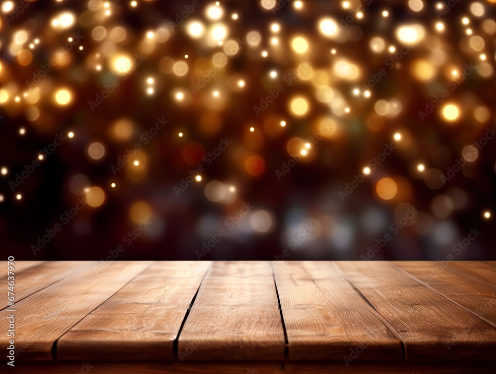 Mock up for space Empty dark wooden table in front of abstract blurred bokeh background for display selective focus Mock up for space Empty dark wooden table in front of abstract blurred bokeh background for display selective focus
