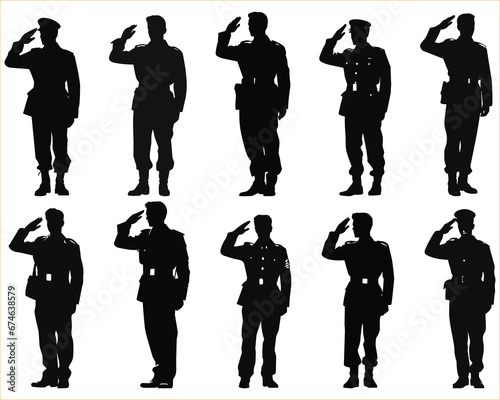 Military man salute silhouette, silhouette of a salute soldier
