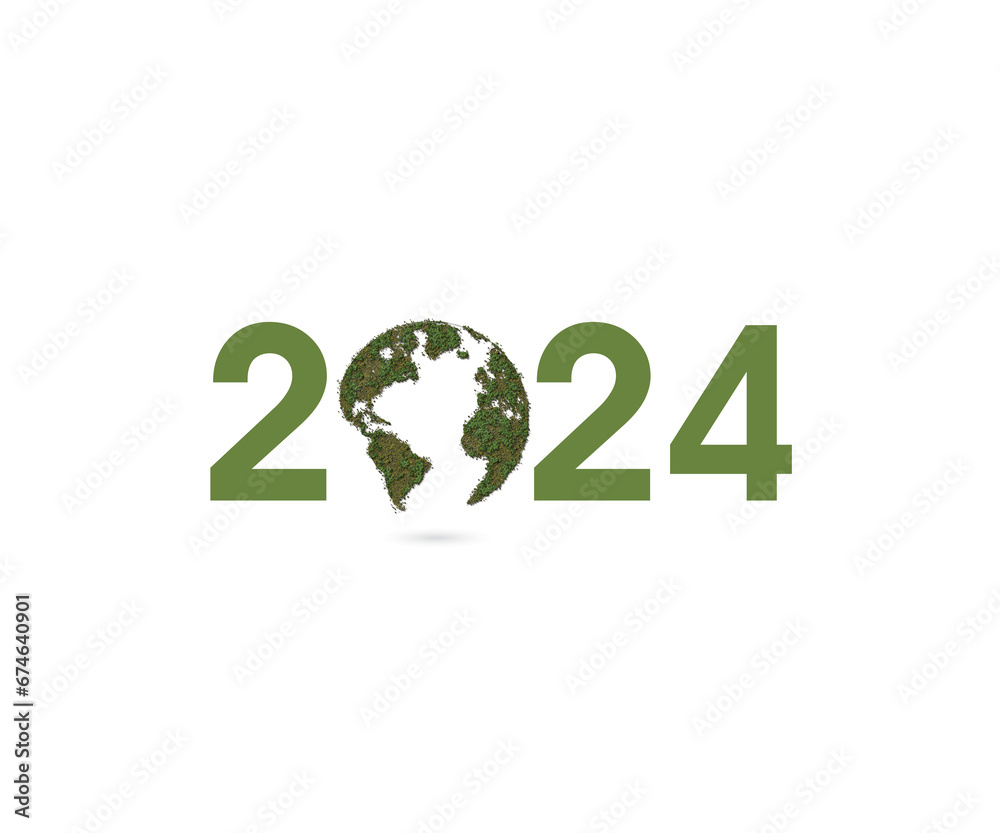 3D rendering 2024 logo with green earth, Tourism, and Nature concepts can be used for Earth Day or Environment Day, World Forestry Day, Eco-friendly, Save nature, the environment, World Forestry 3D rendering 2024 logo with green earth, Tourism, and Nature concepts can be used for Earth Day or Environment Day, World Forestry Day, Eco-friendly, Save nature, the environment, World Forestry