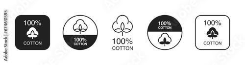 100% cotton icon, badge set. Vector EPS 10