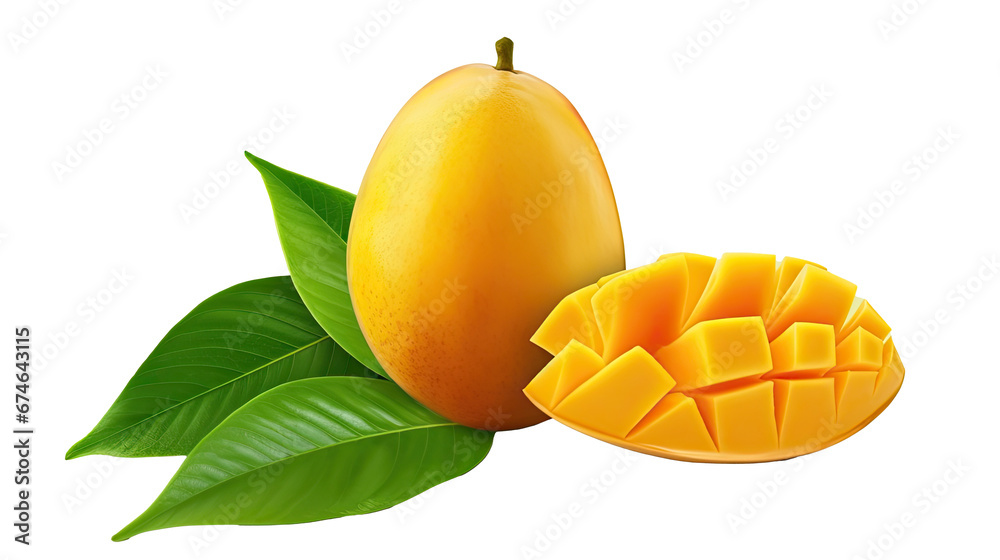 closeup of refreshing mango isolated on clear png background and transparent background, AI generative. closeup of refreshing mango isolated on clear png background and transparent background, AI generative.