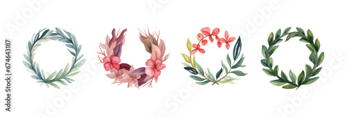 水彩風リースのシンプルなベクターイラスト