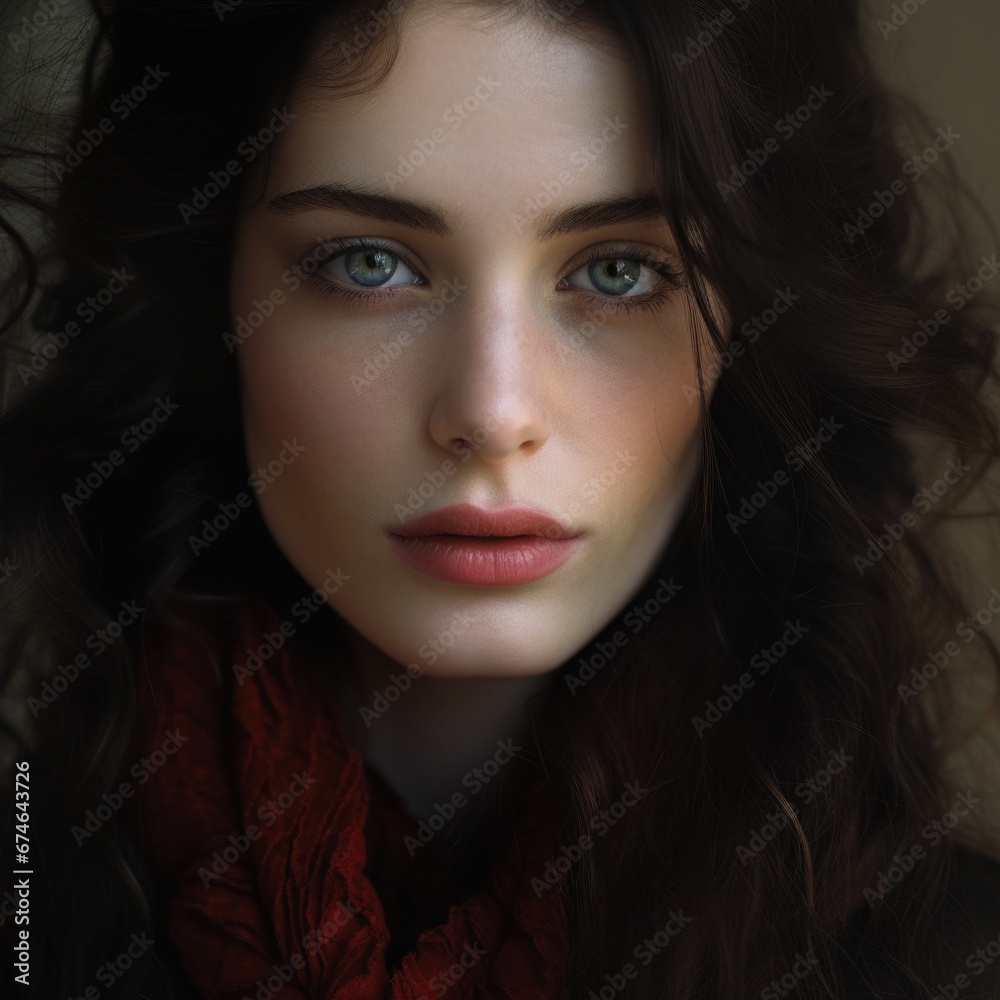 Close-up portrait of a beautiful charming woman. Style, beauty and fashion concept Close-up portrait of a beautiful charming woman. Style, beauty and fashion concept