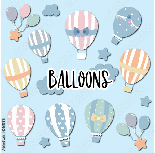 Cute air ballons cliparts