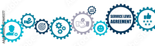 Service level agreement(SLA) banner vector illustration with the icons of service performance, customer in process, uncertainty, tracking on white background photo